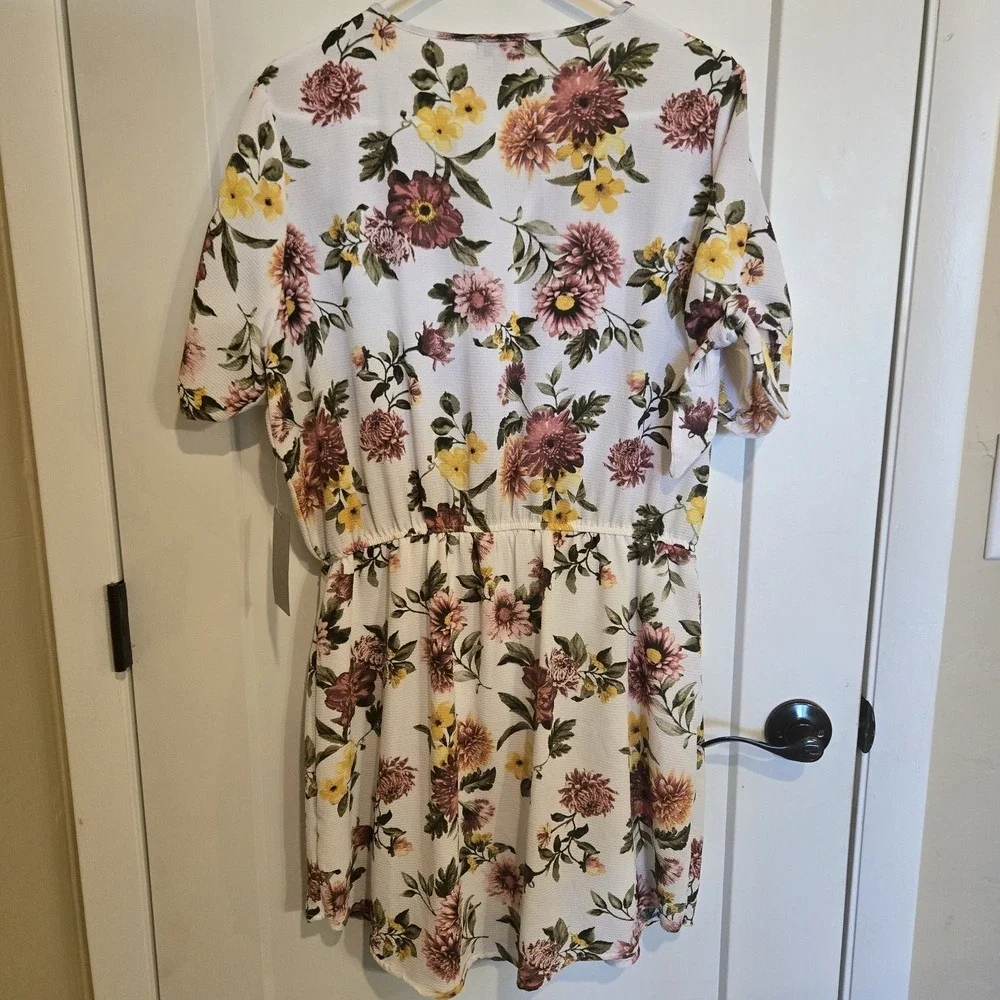 NWT J Is For Justify‎ Dress Womans XL Floral Zipper Mini Feminine Drawstring